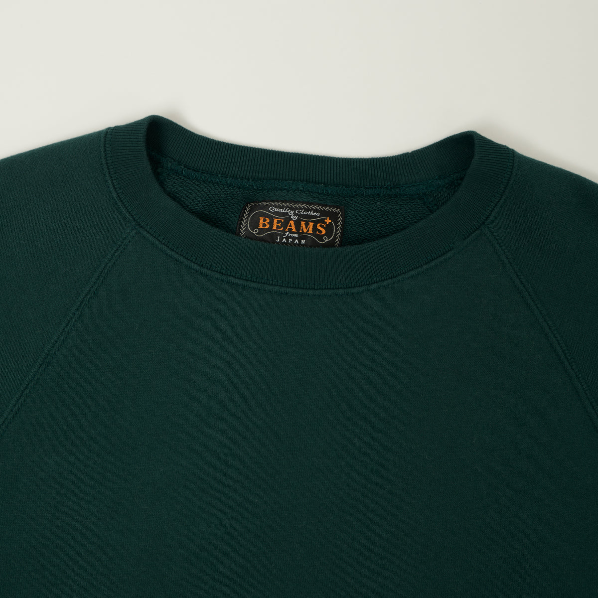 Beams Plus Cut Off Sleeve Raglan Sweatshirt - Dark Green