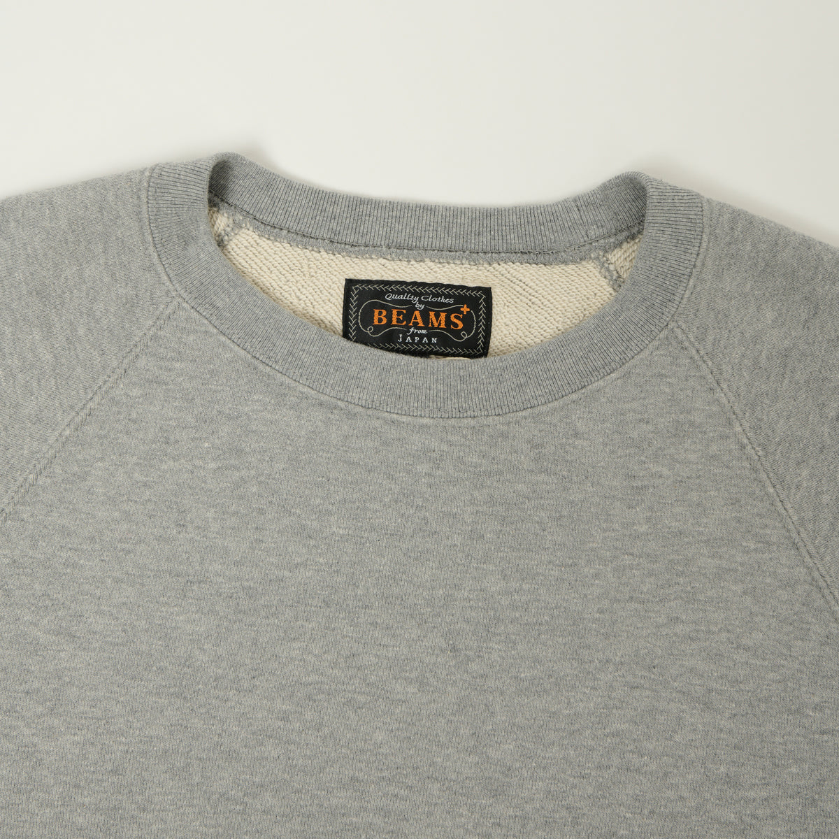 Beams Plus Cut Off Sleeve Raglan Sweatshirt - Heather Grey
