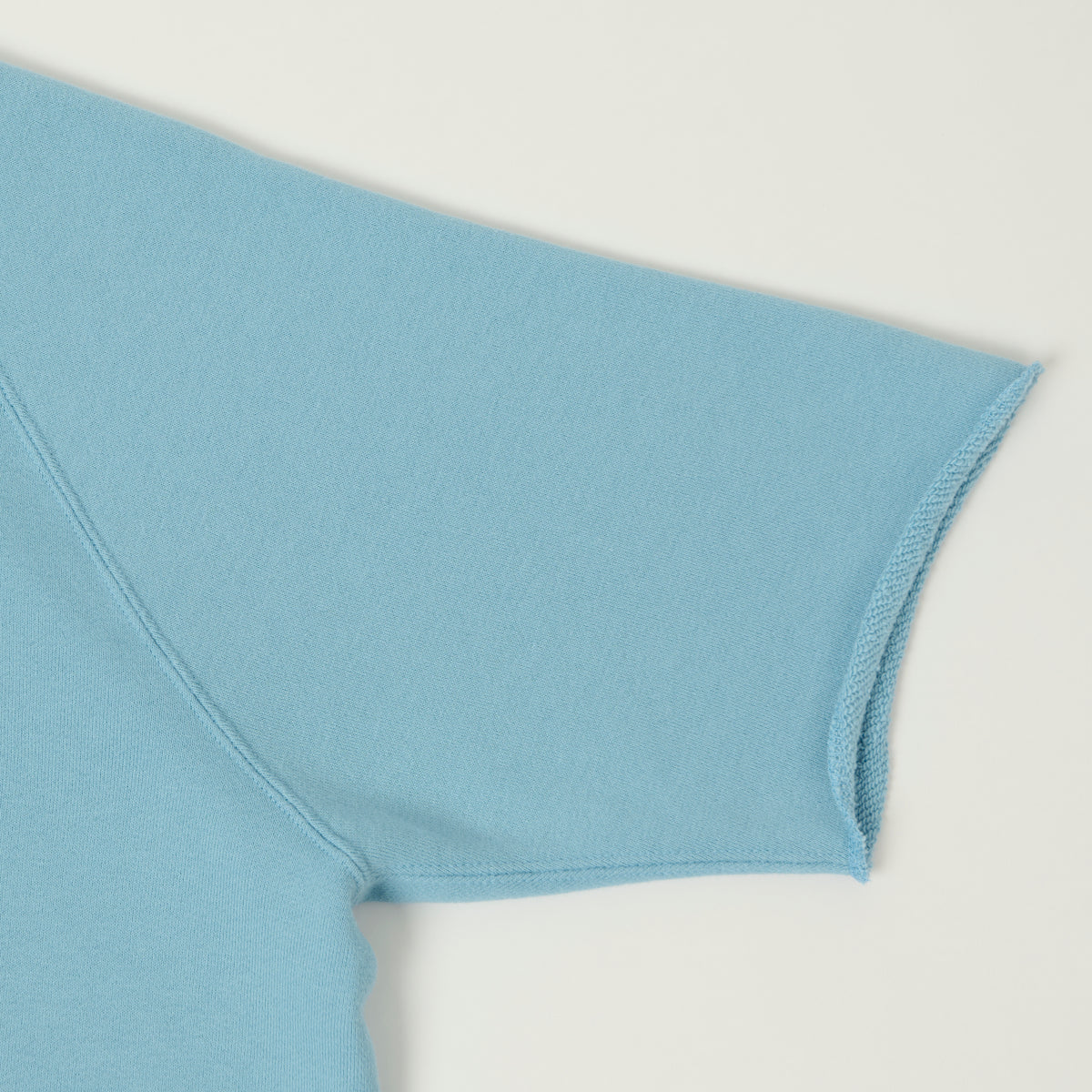 Beams Plus Cut Off Sleeve Raglan Sweatshirt - Sax