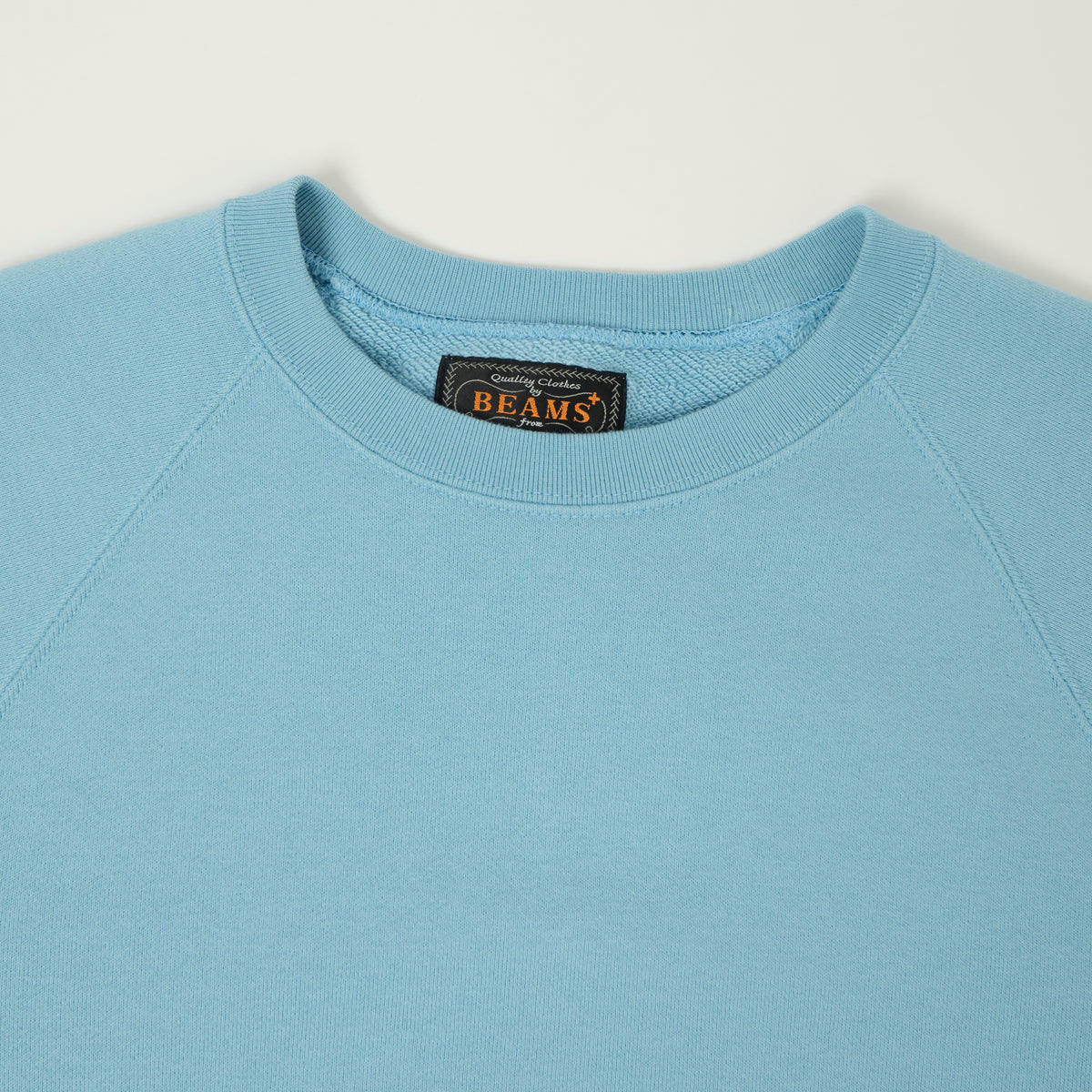 Beams Plus Cut Off Sleeve Raglan Sweatshirt - Sax