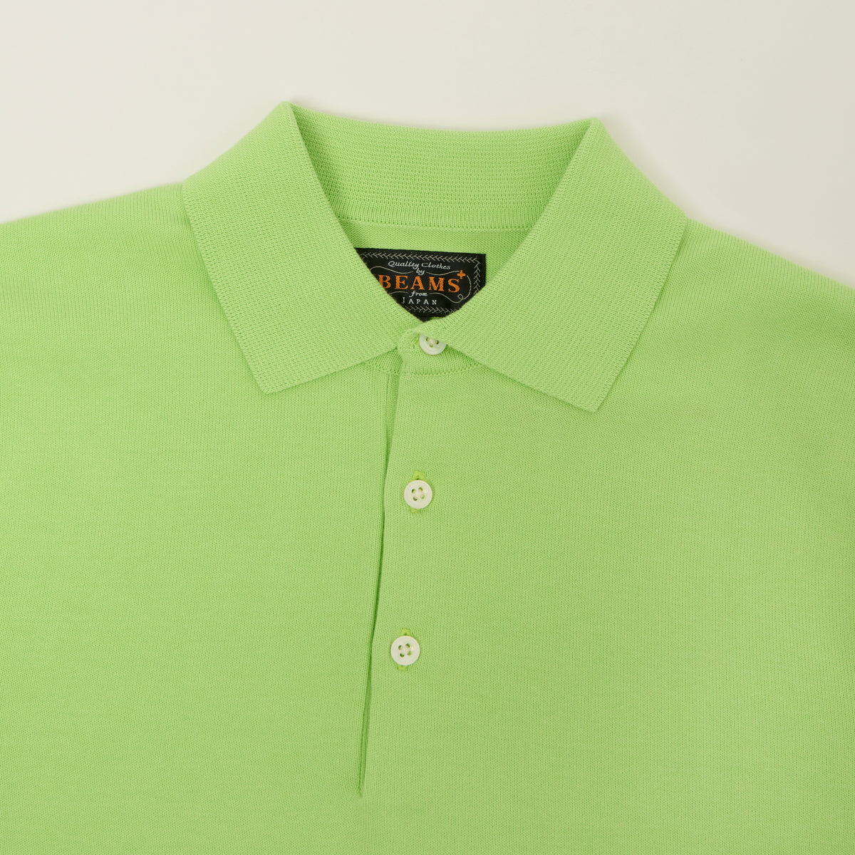 Beams Plus Lightweight Knit Polo Shirt - Light Green