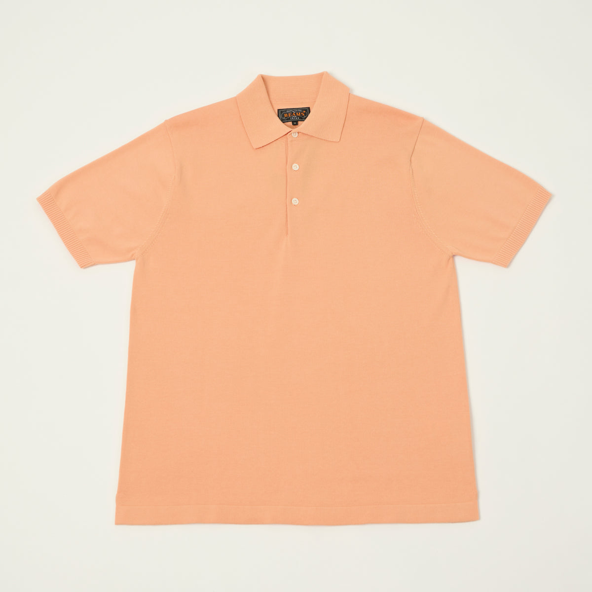 Beams Plus Lightweight Knit Polo Shirt - Orange