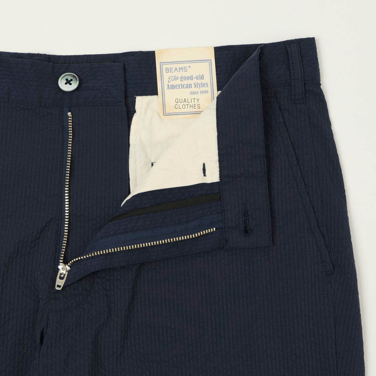 Beams Plus Lighweight Seersucker Shorts - Navy