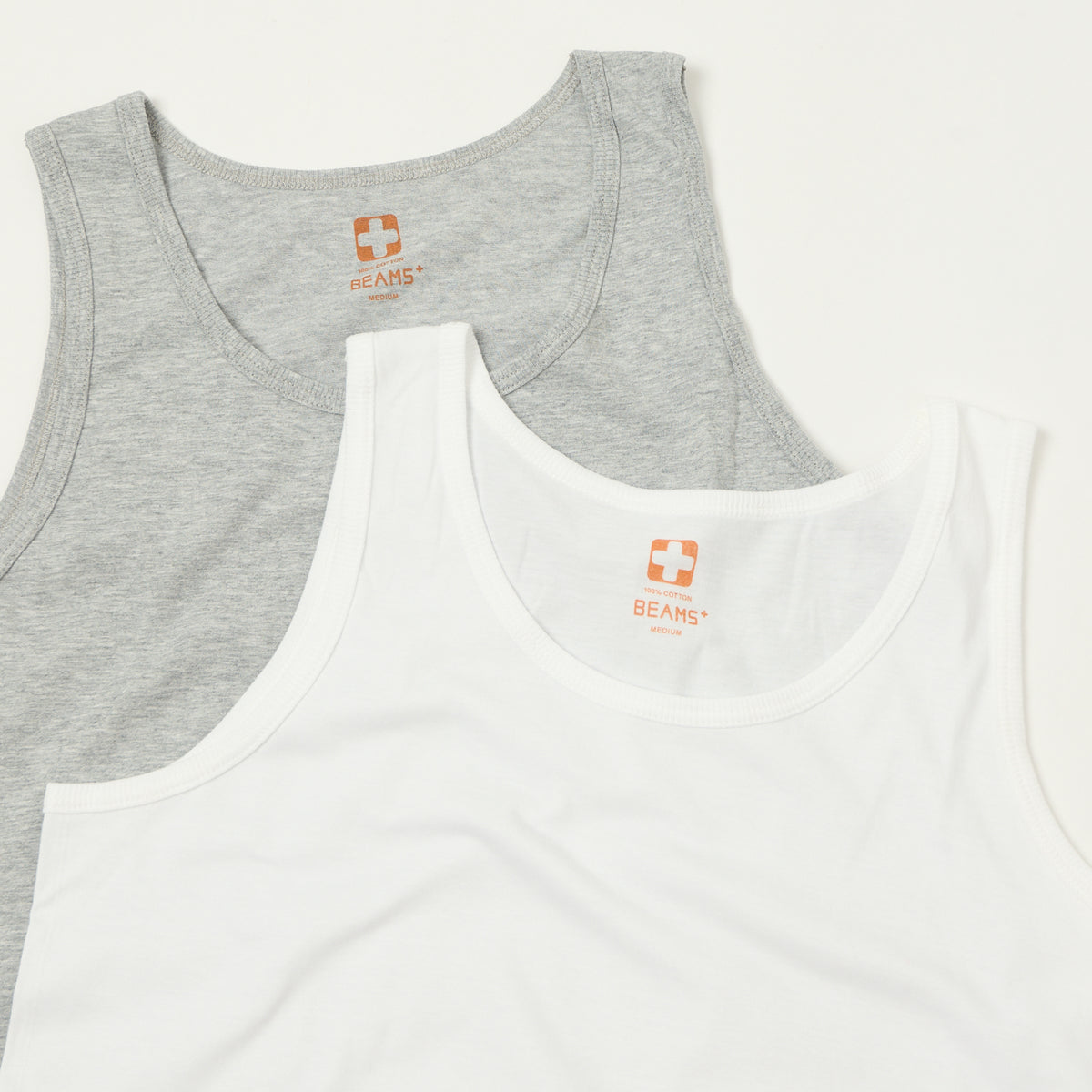 Beams Plus Tank Top Two Pack - White/Grey
