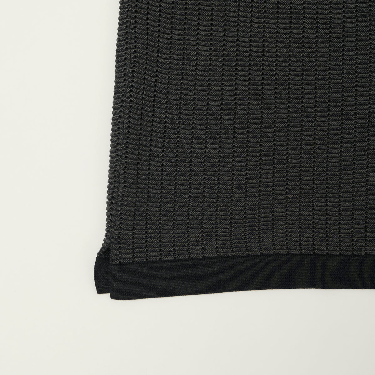 Beams Plus Washi Short Sleeve Knit Polo Shirt - Black