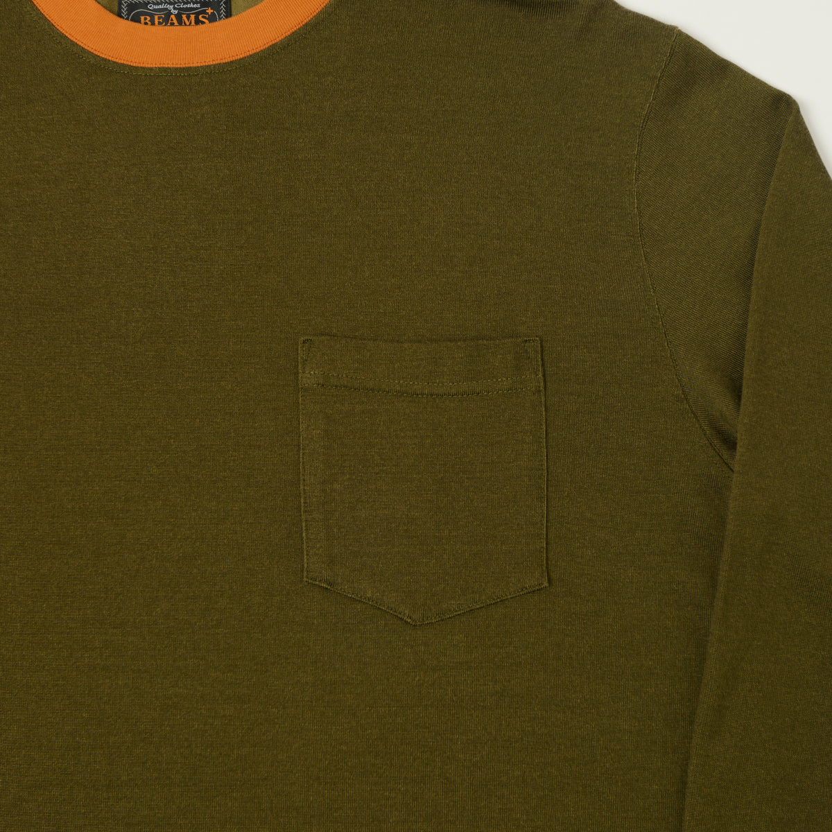 Beams Plus 2 Tone Pocket T-Shirt - Olive