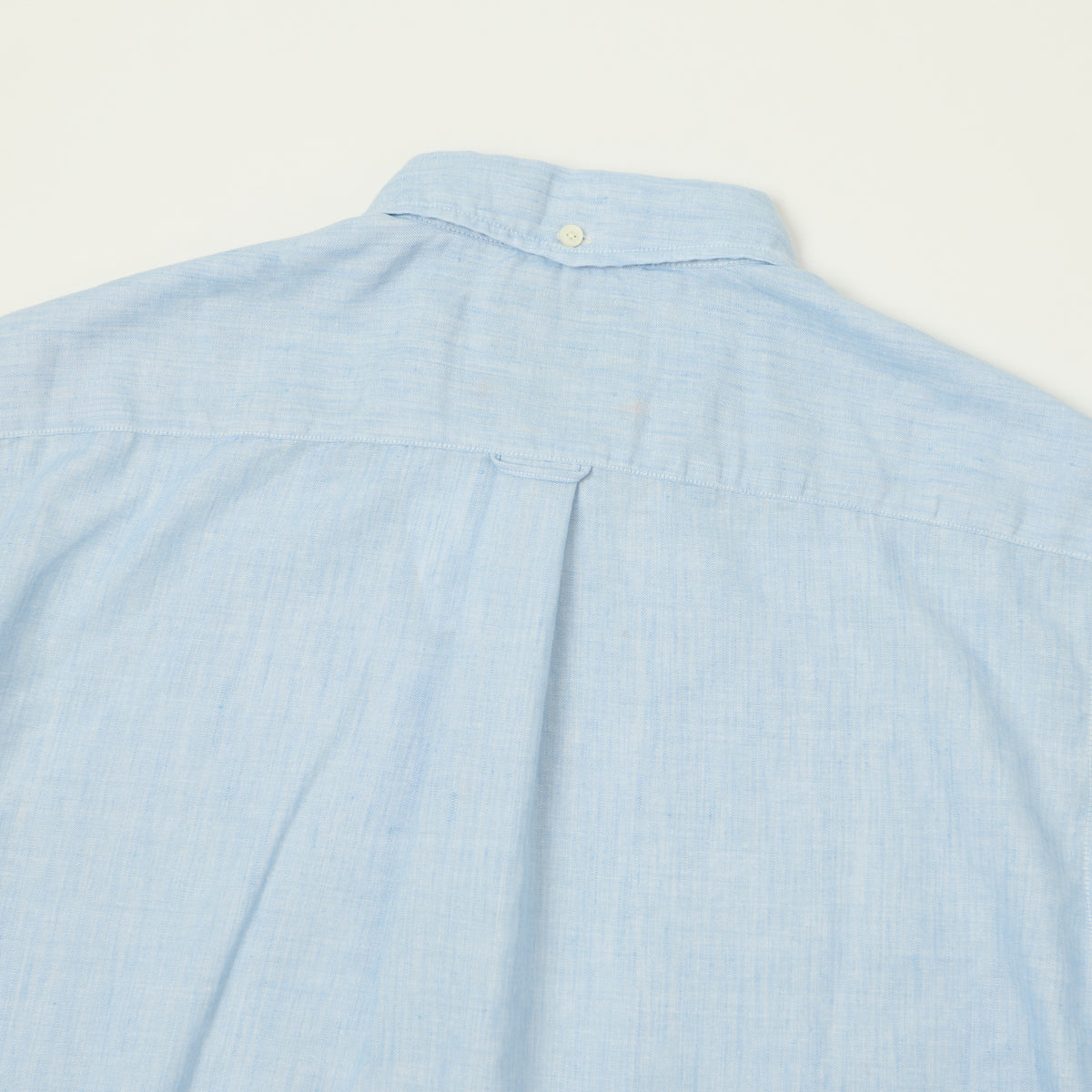 Beams Plus Button Down Coolmax Linen Short Sleeve Shirt - Sax