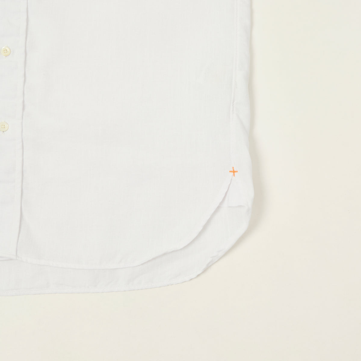 Beams Plus Button Down Coolmax Linen Short Sleeve Shirt - White
