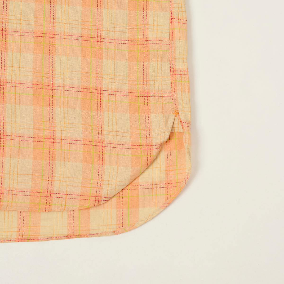 Beams Plus Button Down Cotton/Linen Short Sleeve Shirt - Orange