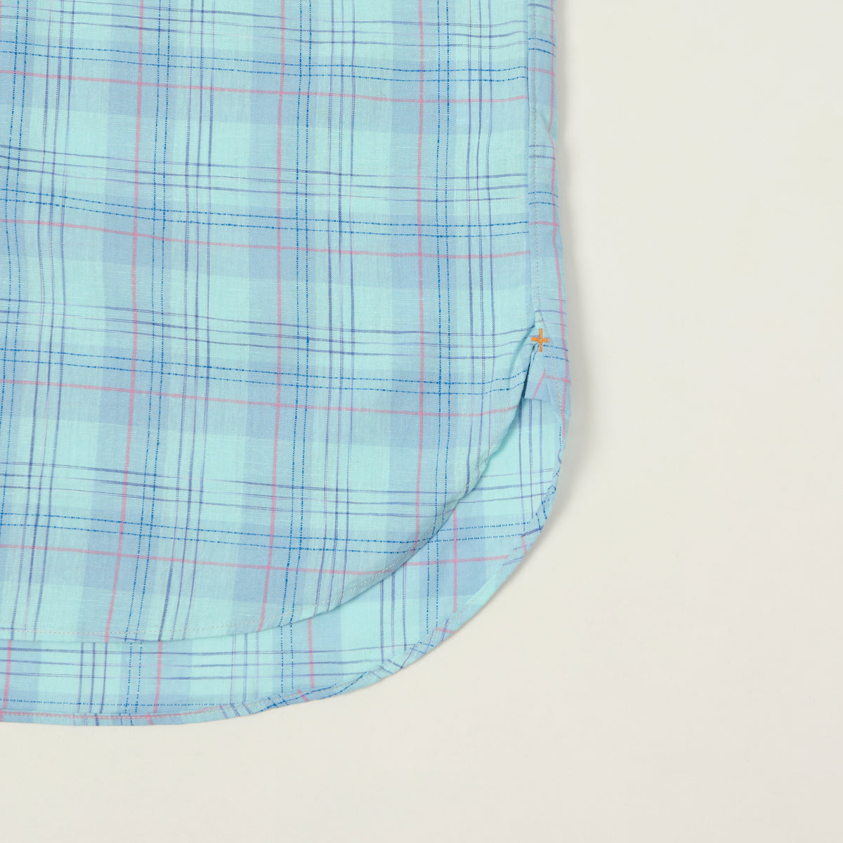Beams Plus Button Down Cotton/Linen Short Sleeve Shirt - Sax