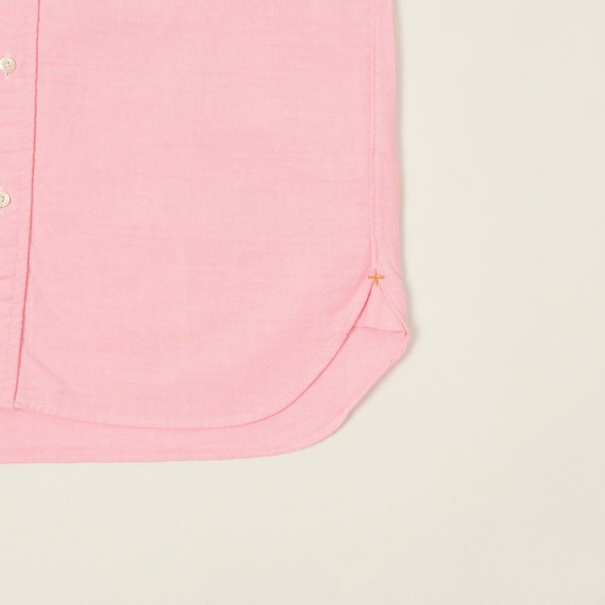 Beams Plus Button Down Short Sleeve Oxford Shirt - Pink