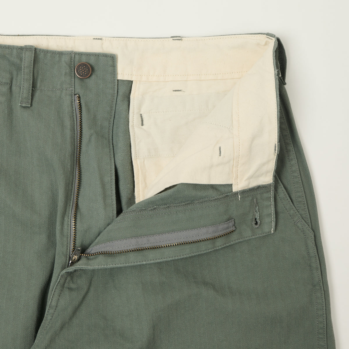 Beams Plus Herringbone Twill Chinos - Sage