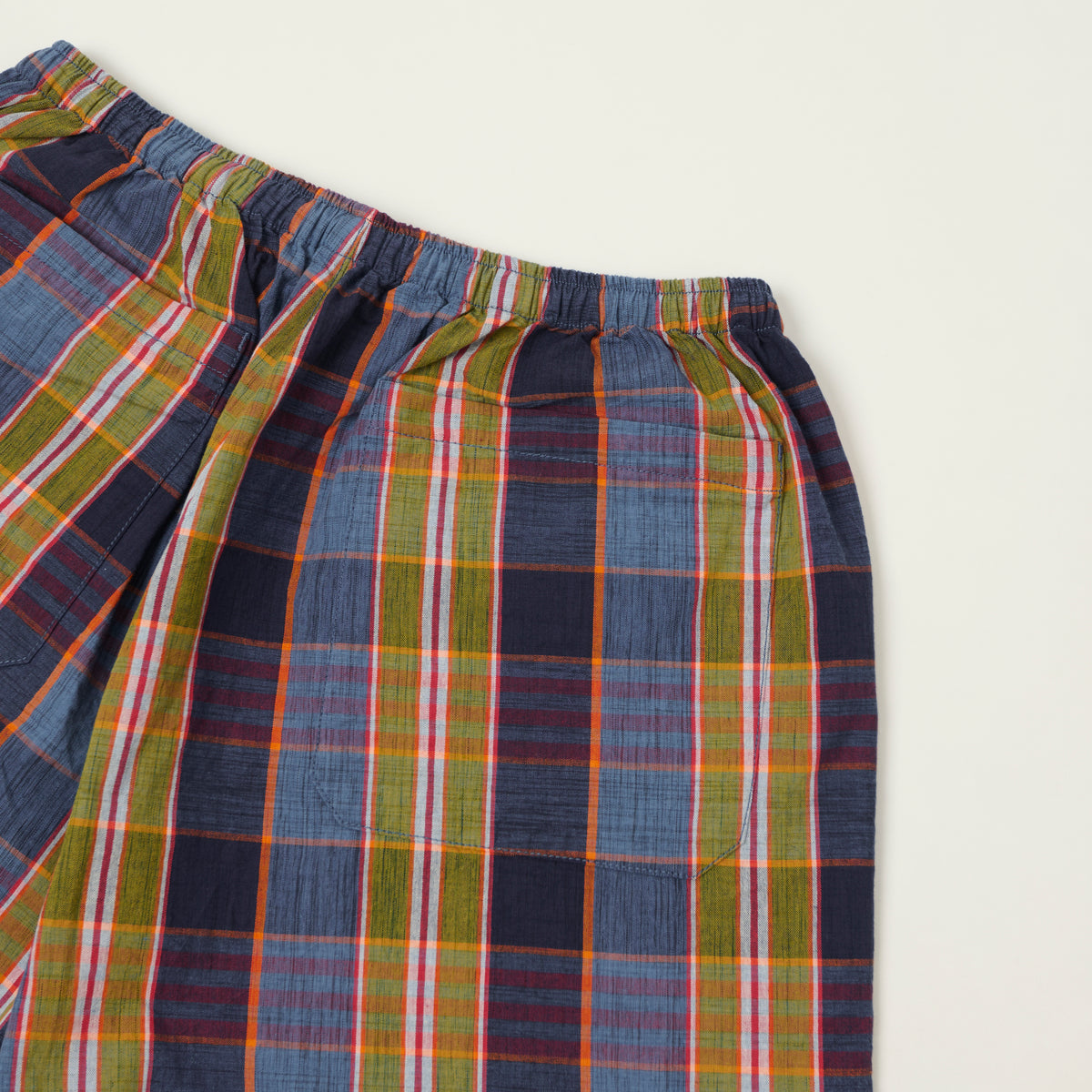 Beams Plus Madras Gym Shorts - Navy