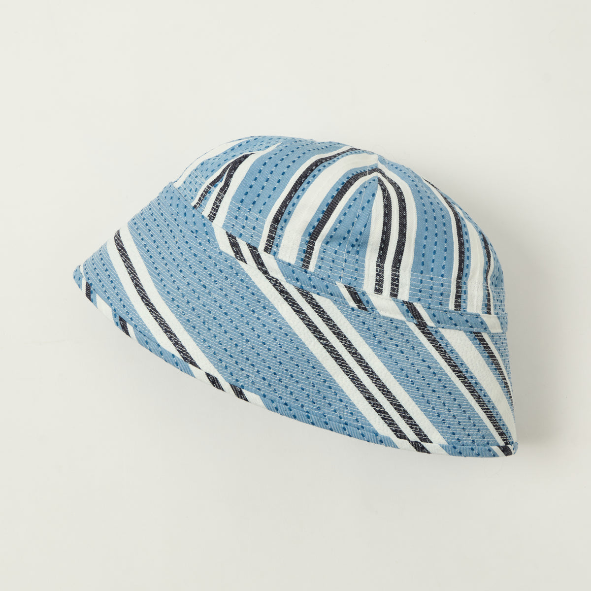 Beams Plus Sashiko Stripe 'Gobb' Hat - Indigo