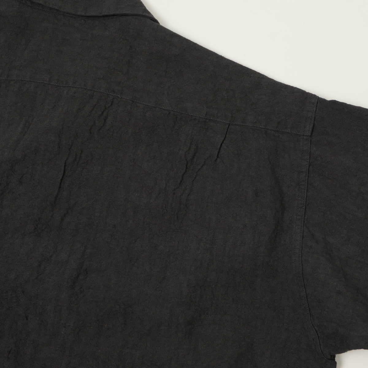 Beams Plus Open Collar Short Sleeve Linen Shirt - Charcoal