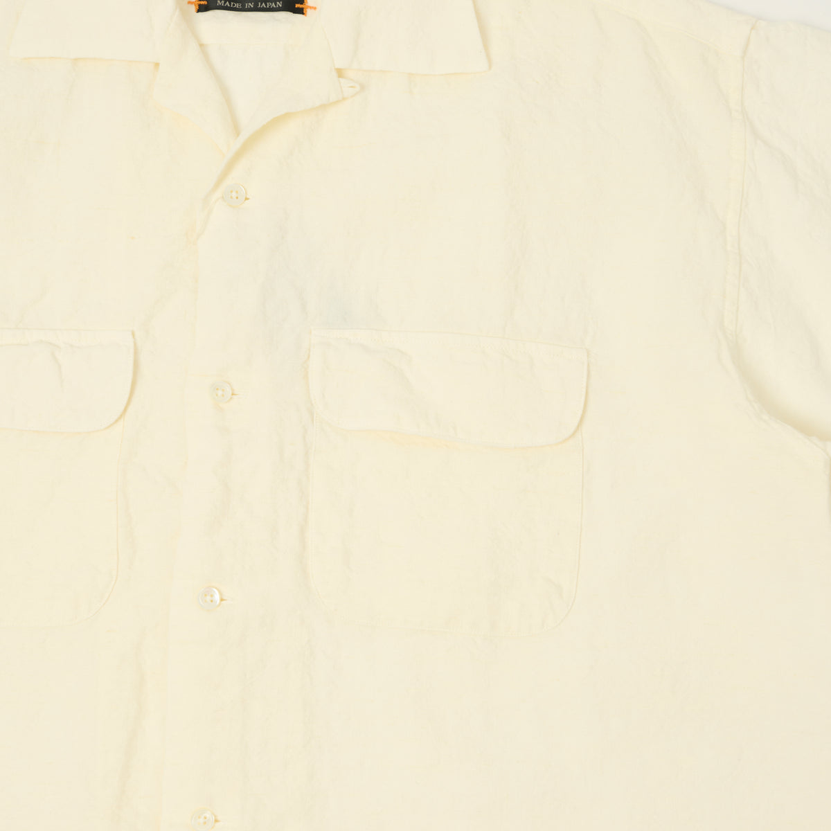 Beams Plus Open Collar Short Sleeve Linen Shirt - White