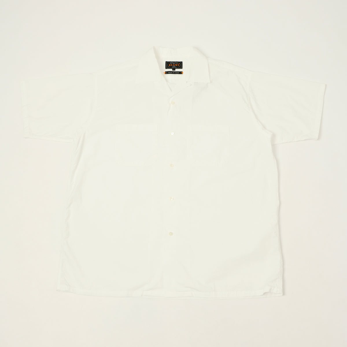 Beams Plus Open Collar Short Sleeve Peruvian Pima Shirt - White