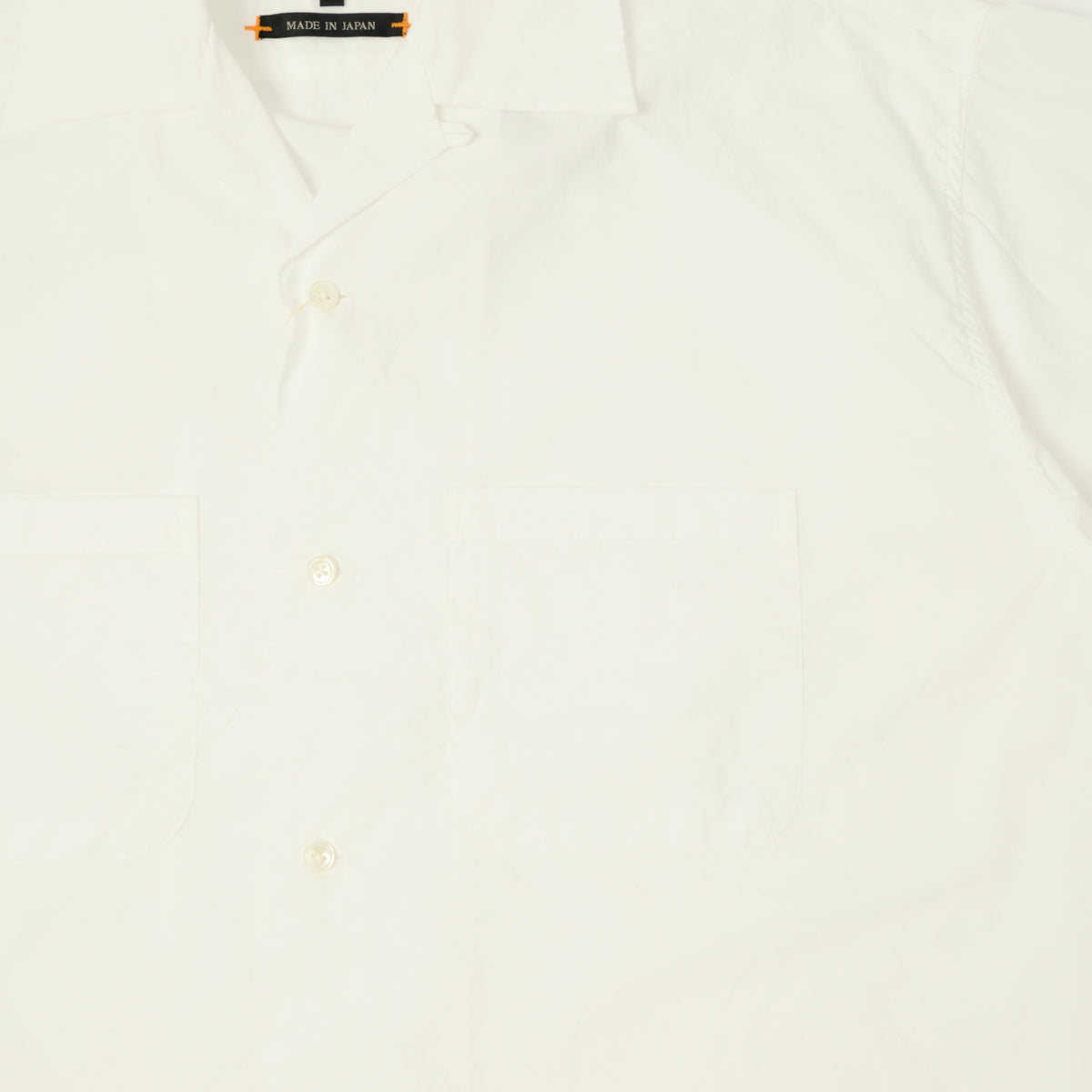 Beams Plus Open Collar Short Sleeve Peruvian Pima Shirt - White