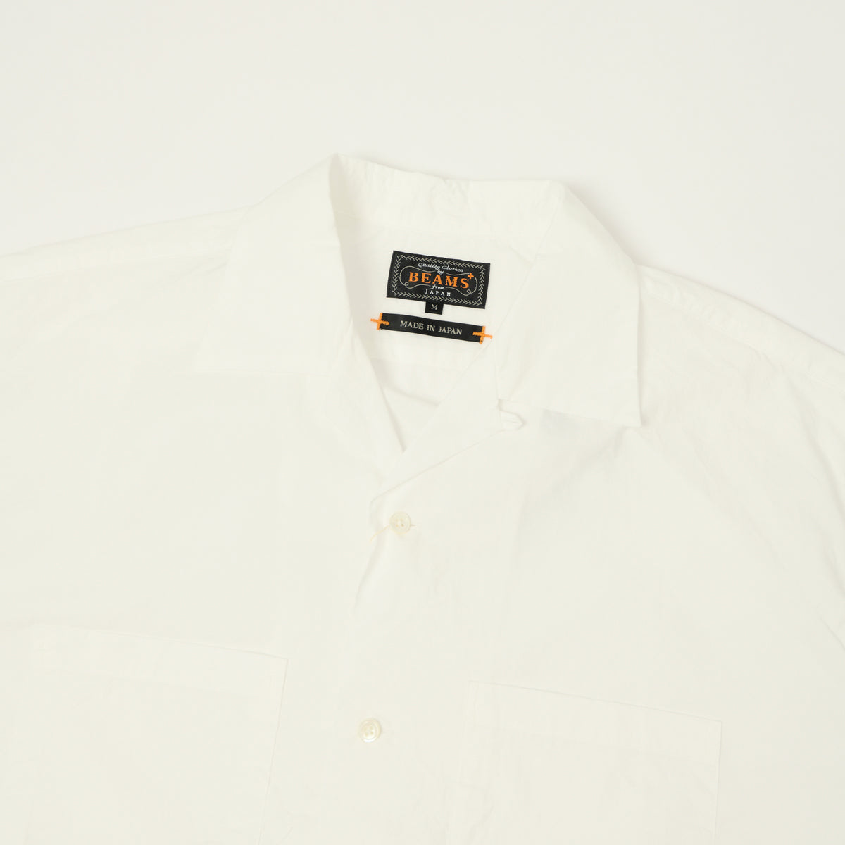 Beams Plus Open Collar Short Sleeve Peruvian Pima Shirt - White