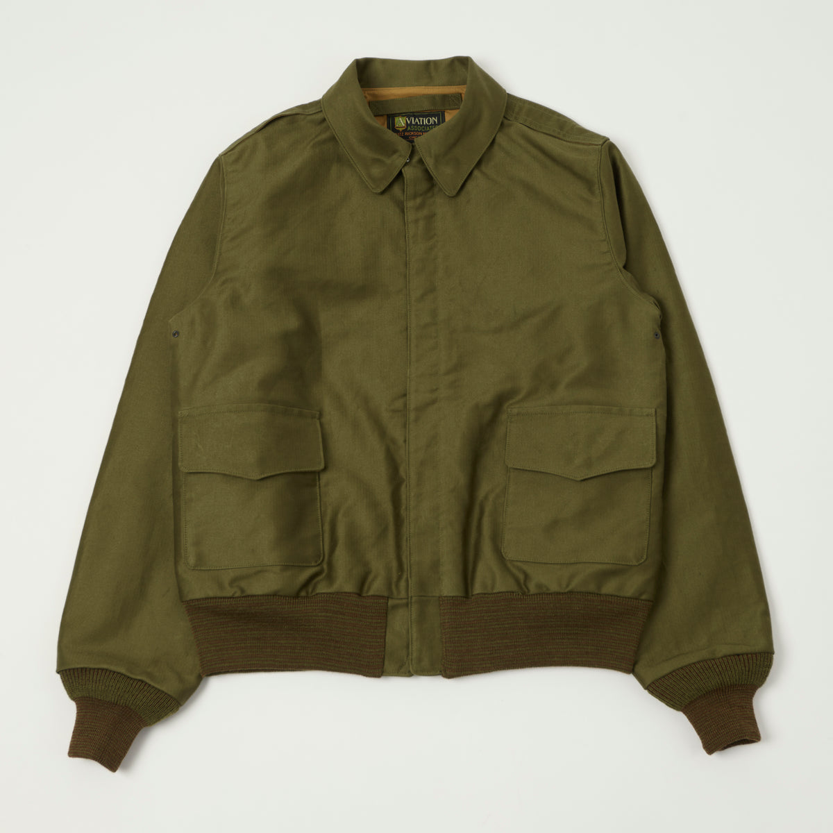 Buzz Rickson's 'Aviation Associates' Jungle Cloth A-2 Flight Jacket - Olive