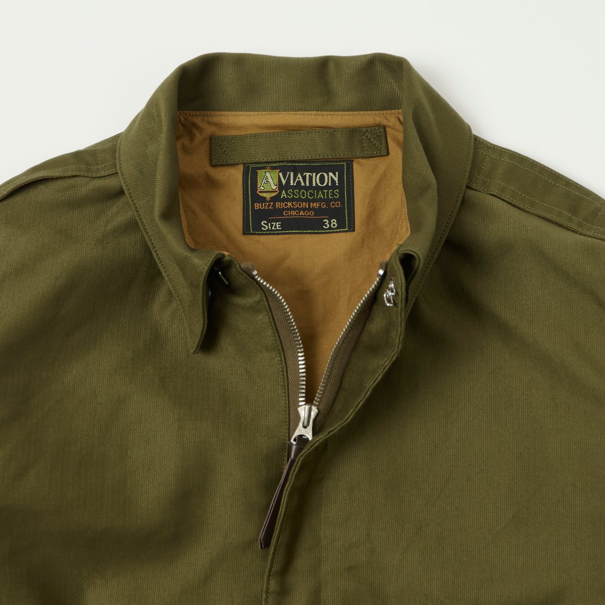 Buzz Rickson's 'Aviation Associates' Jungle Cloth A-2 Flight Jacket - Olive