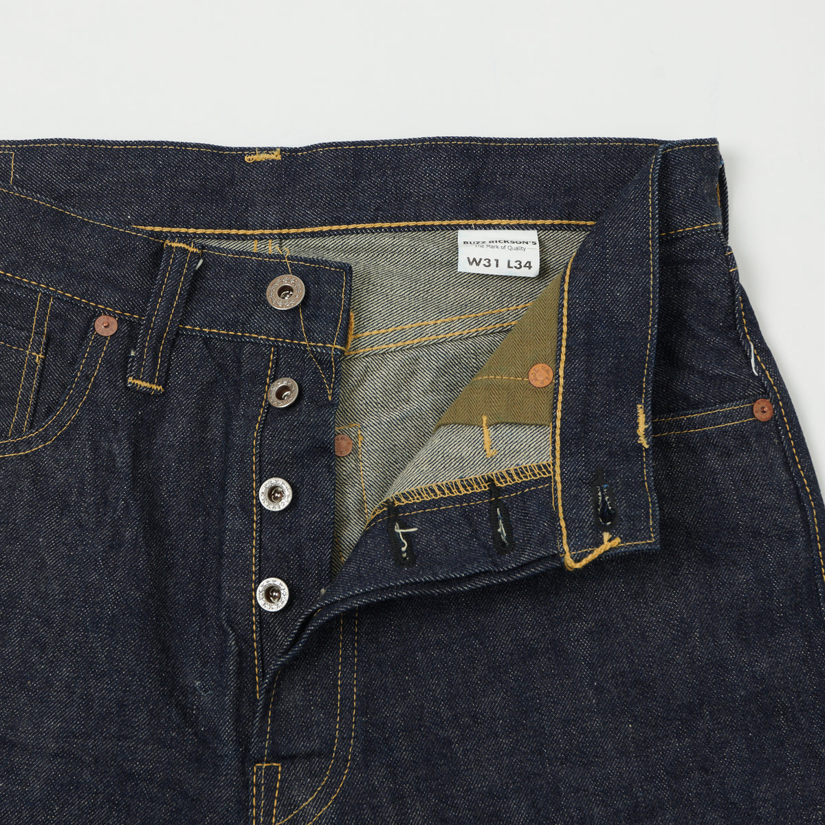 Buzz Rickson's WWII 'Waist Overall' 13.6oz Loose Straight Jean - Raw