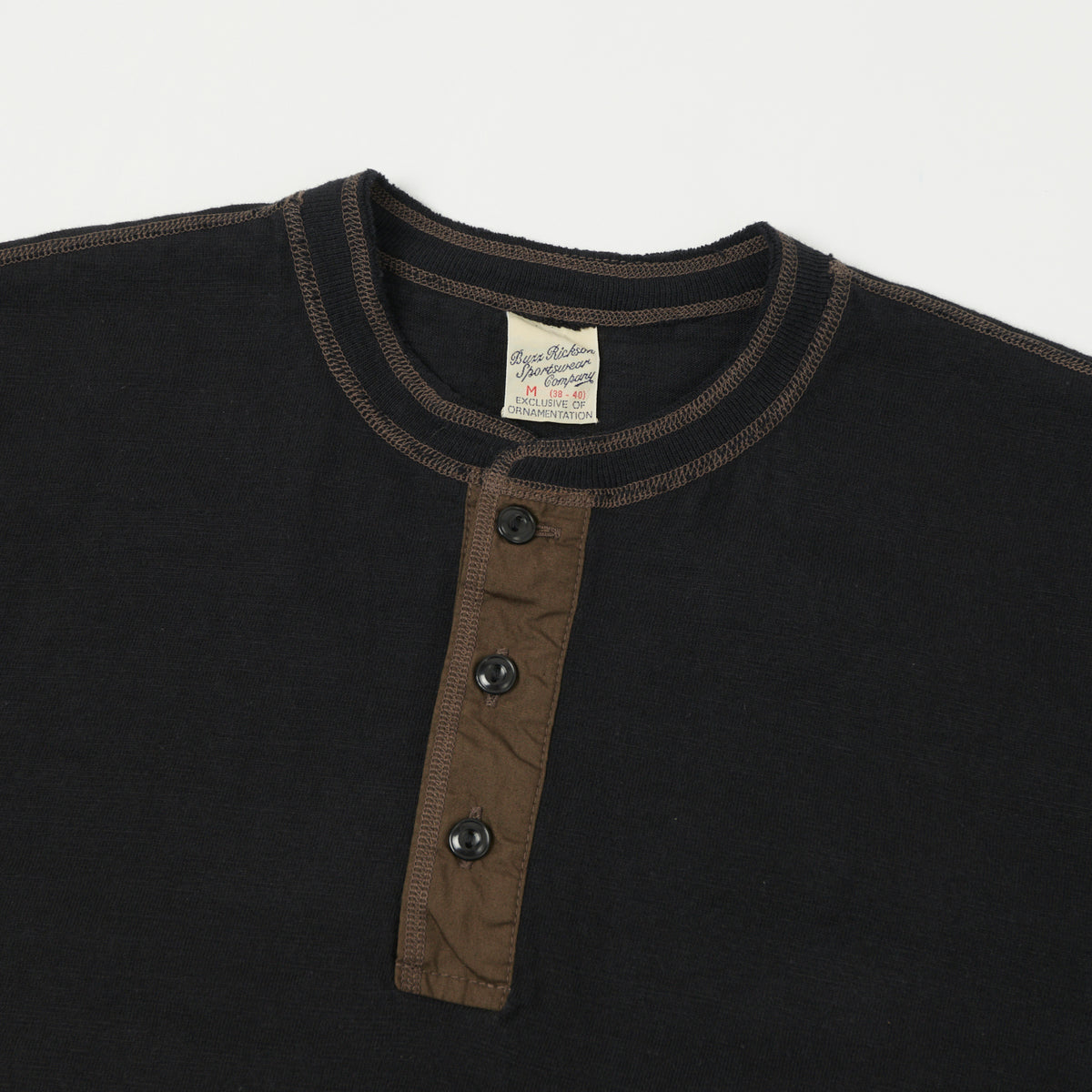 Buzz Rickson's Slub Henley T-Shirt - Black