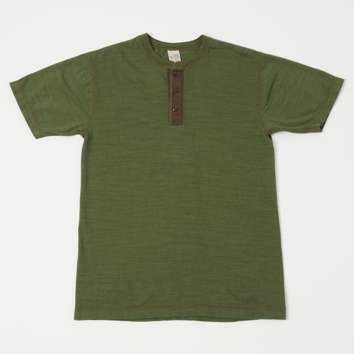Buzz Rickson's Slub Henley T-Shirt - Olive