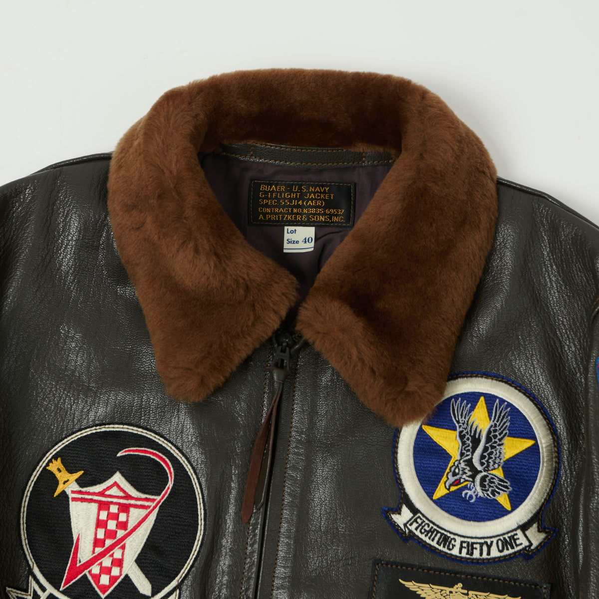Buzz Rickson's Pritzker & Sons 'Last Gunfighters' Leather G-1 Flight Jacket - Grey Brown