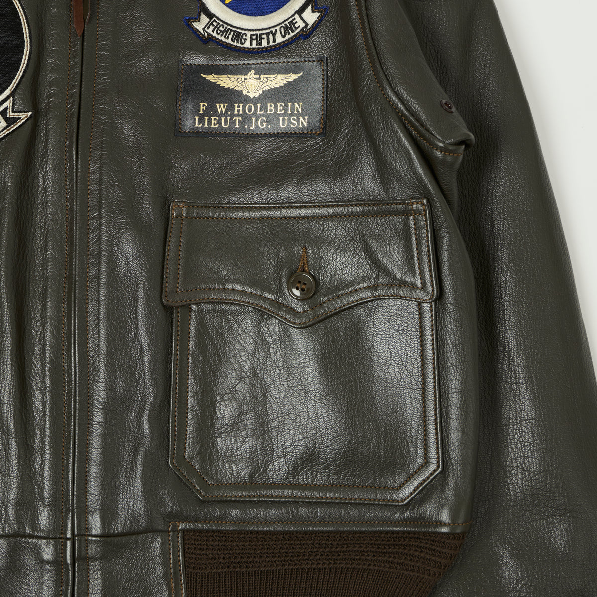Buzz Rickson's Pritzker & Sons 'Last Gunfighters' Leather G-1 Flight Jacket - Grey Brown