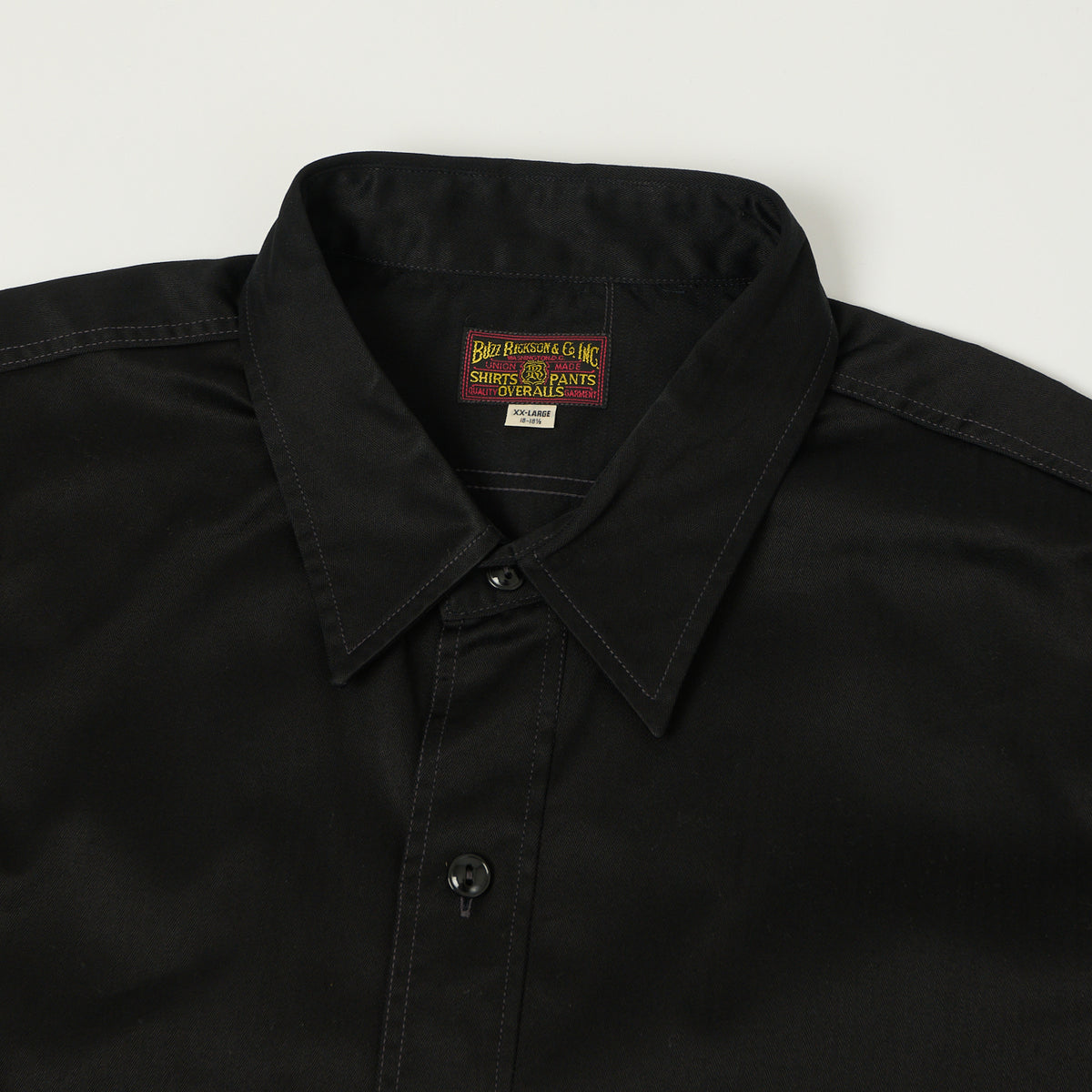Buzz Rickson's Open Pocket Short Sleeve Herringbone Work Shirt - Black