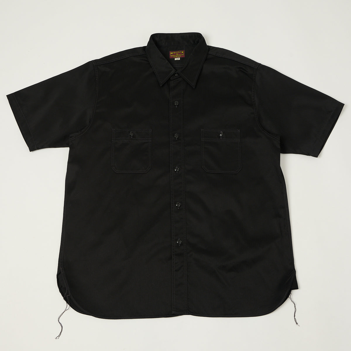Buzz Rickson's Open Pocket Short Sleeve Herringbone Work Shirt - Black