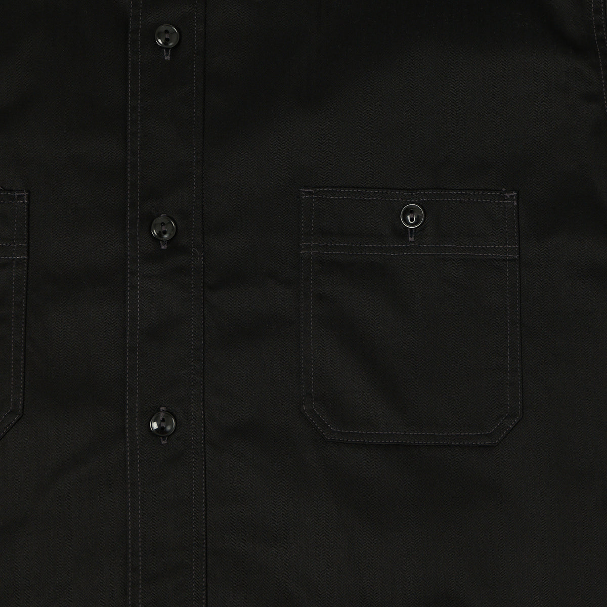 Buzz Rickson's Open Pocket Short Sleeve Herringbone Work Shirt - Black