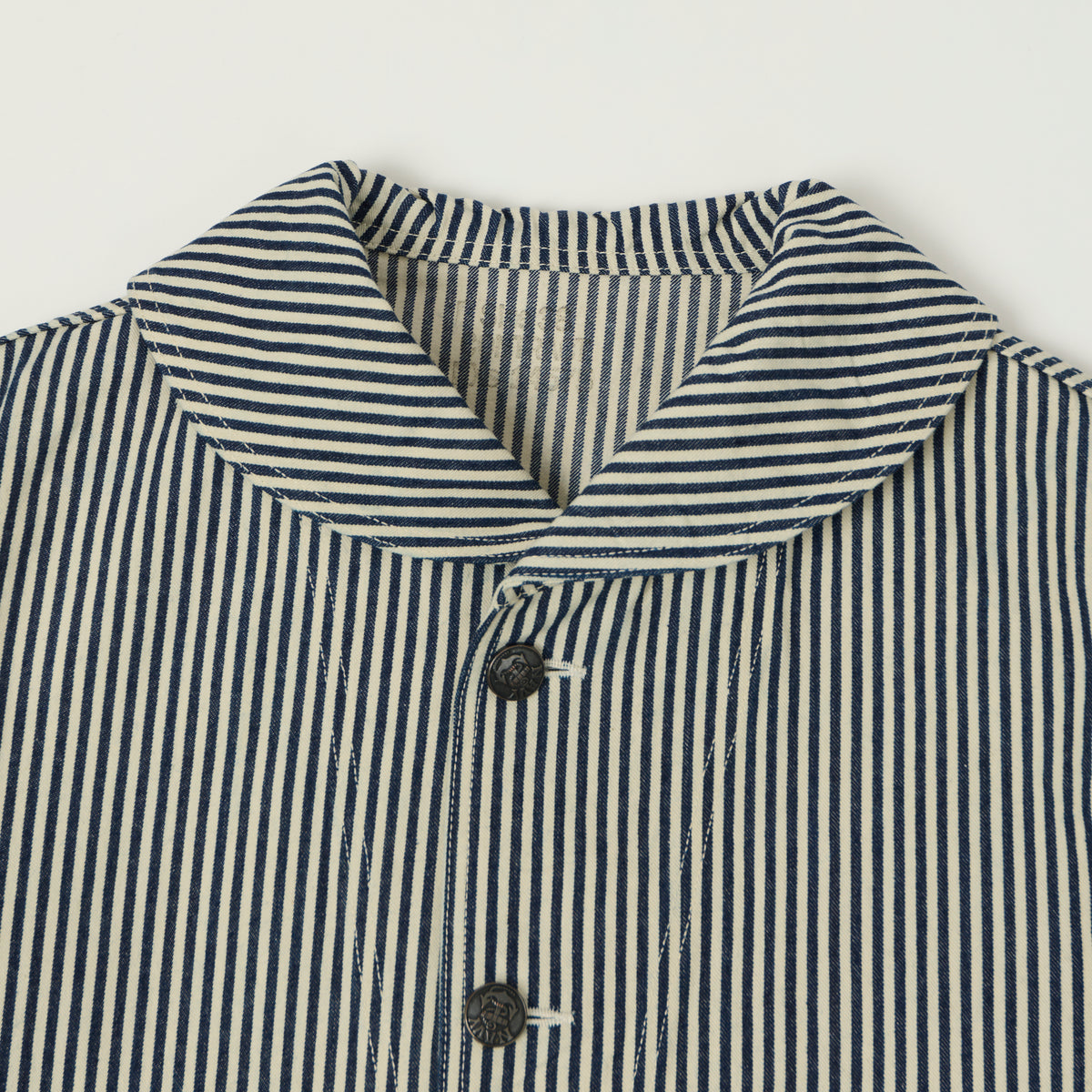 Buzz Rickson's U.S. Navy Hickory Stripe Shawl Collar Jacket - White/Blue