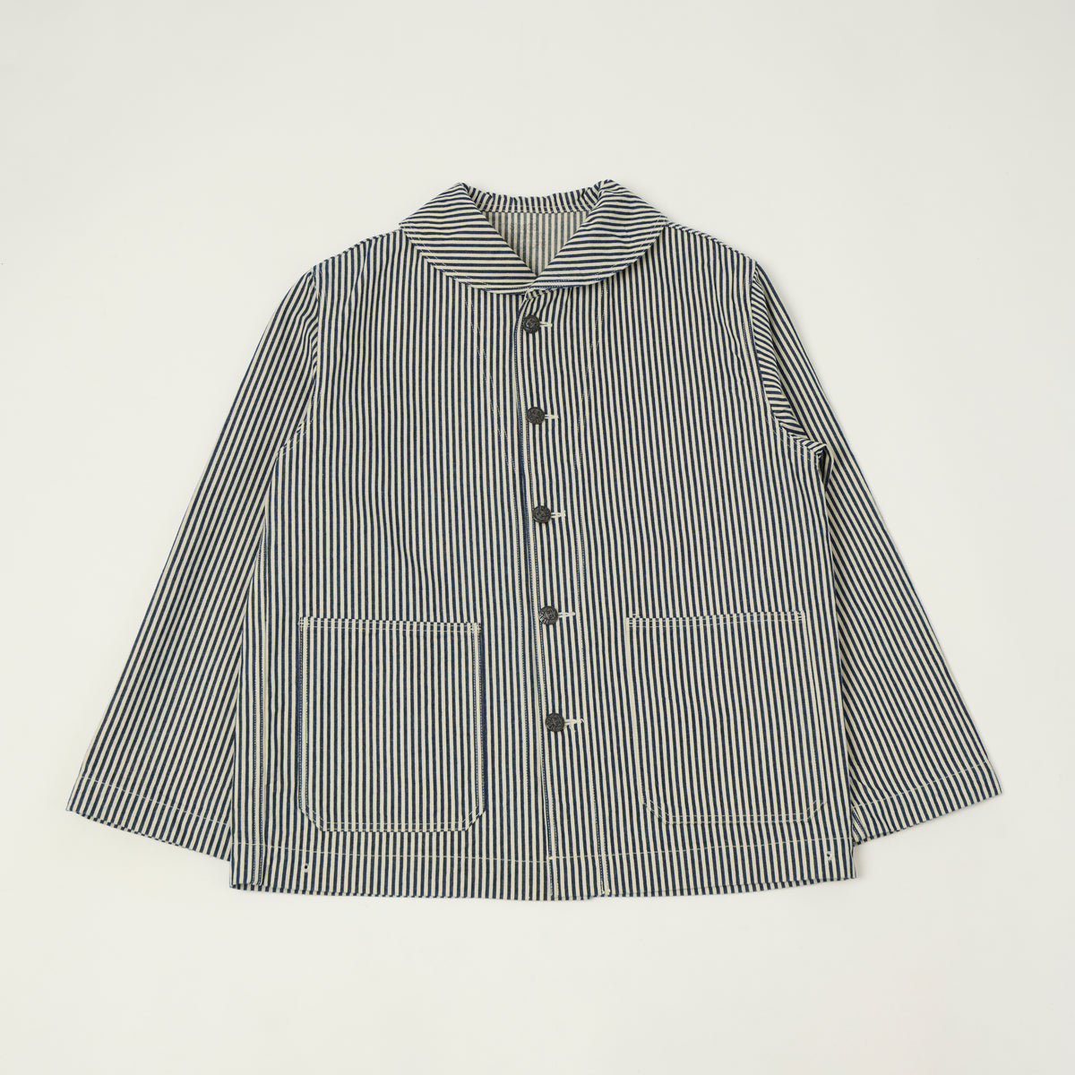 Buzz Rickson's U.S. Navy Hickory Stripe Shawl Collar Jacket - White/Blue