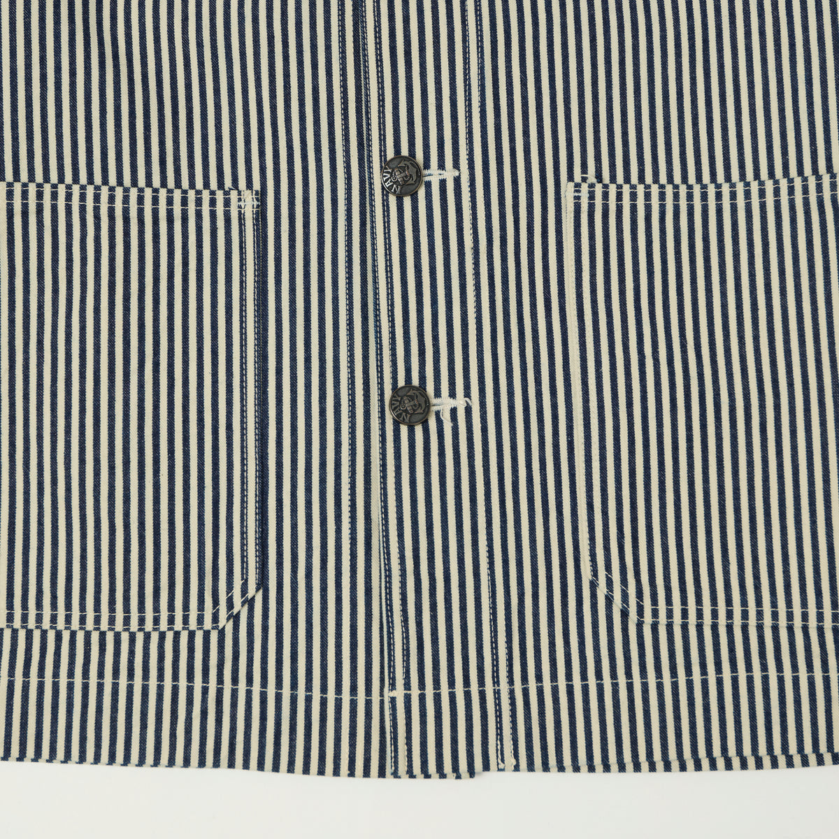 Buzz Rickson's U.S. Navy Hickory Stripe Shawl Collar Jacket - White/Blue