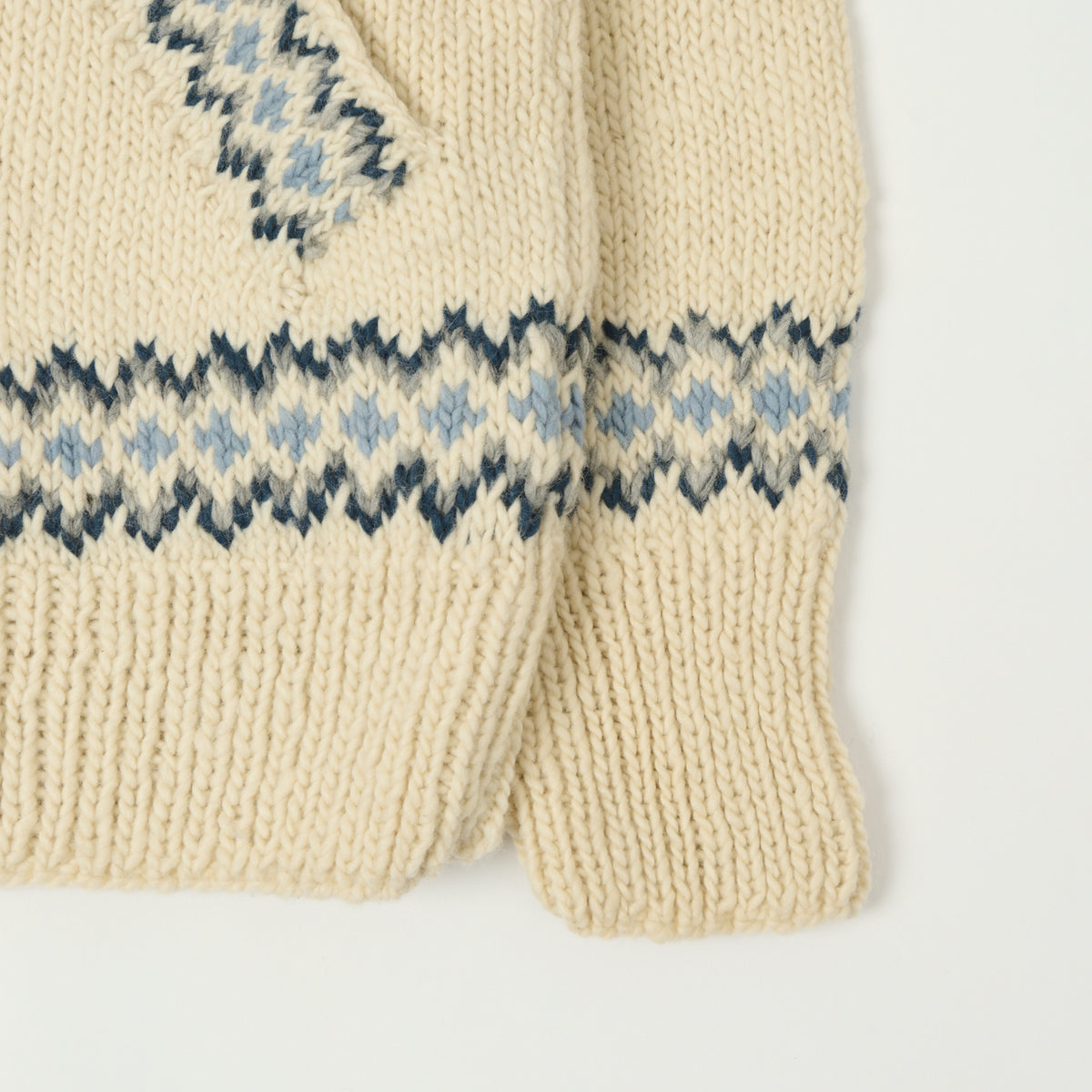 Chamula Merino Wool 'Fair Isle #3' Zip Through Cardigan - Ivory