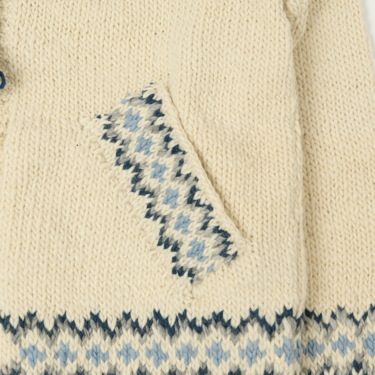 Chamula Merino Wool 'Fair Isle #3' Zip Through Cardigan - Ivory