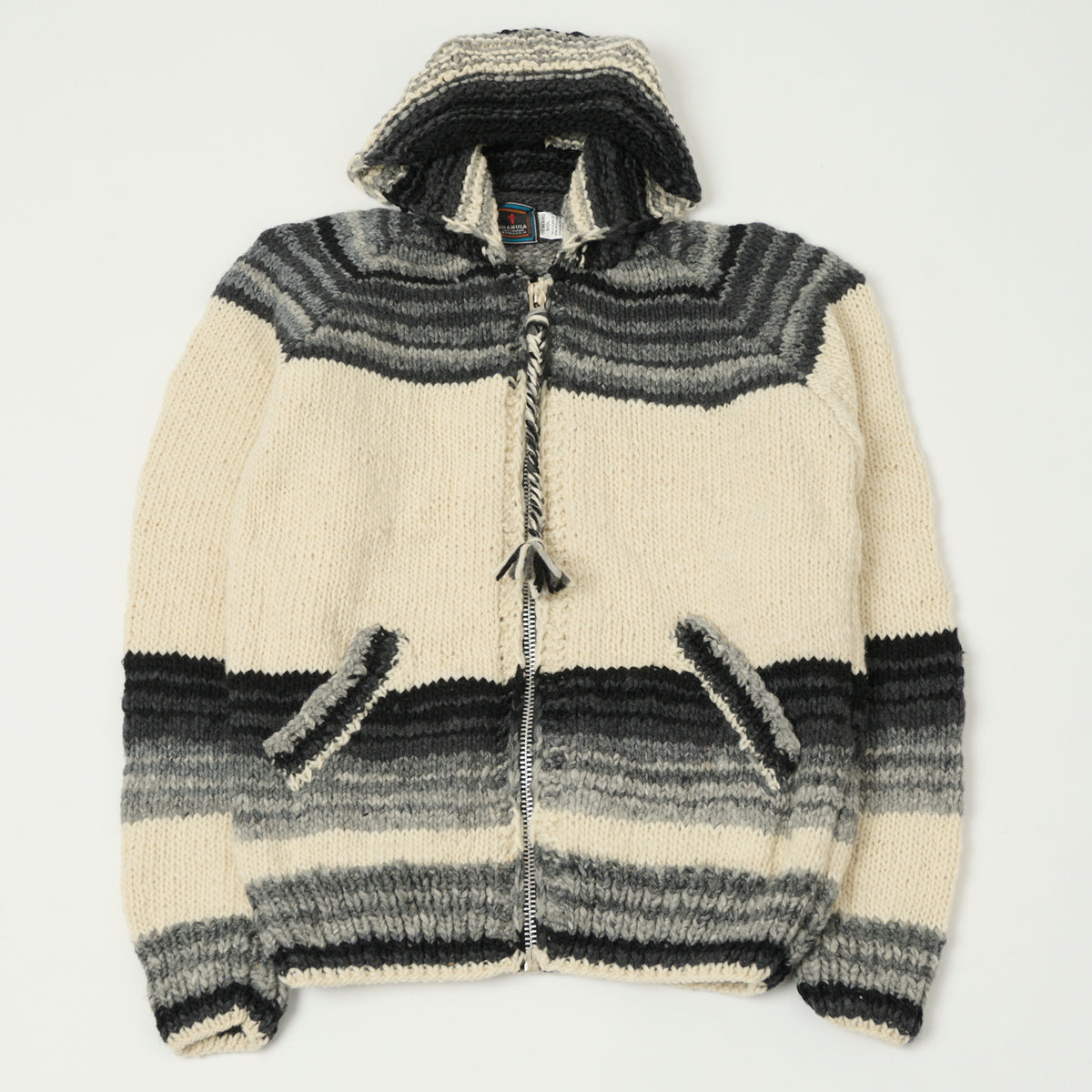 Chamula Merino Wool 'Serape' Zip Through Cardigan - Ivory