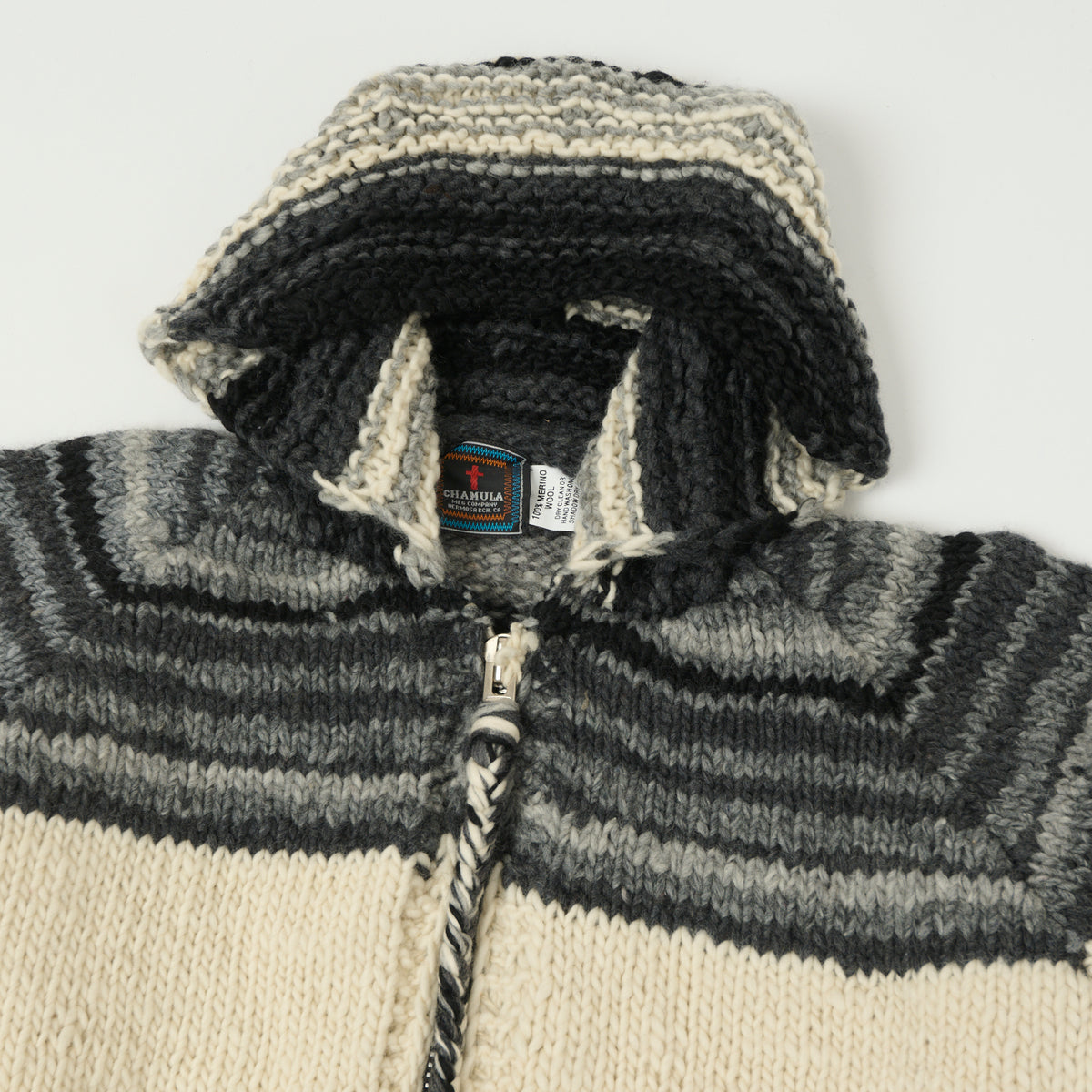 Chamula Merino Wool 'Serape' Zip Through Cardigan - Ivory