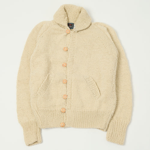 Chamula Merino Wool Shawl Collar Button Up Cardigan - Ivory