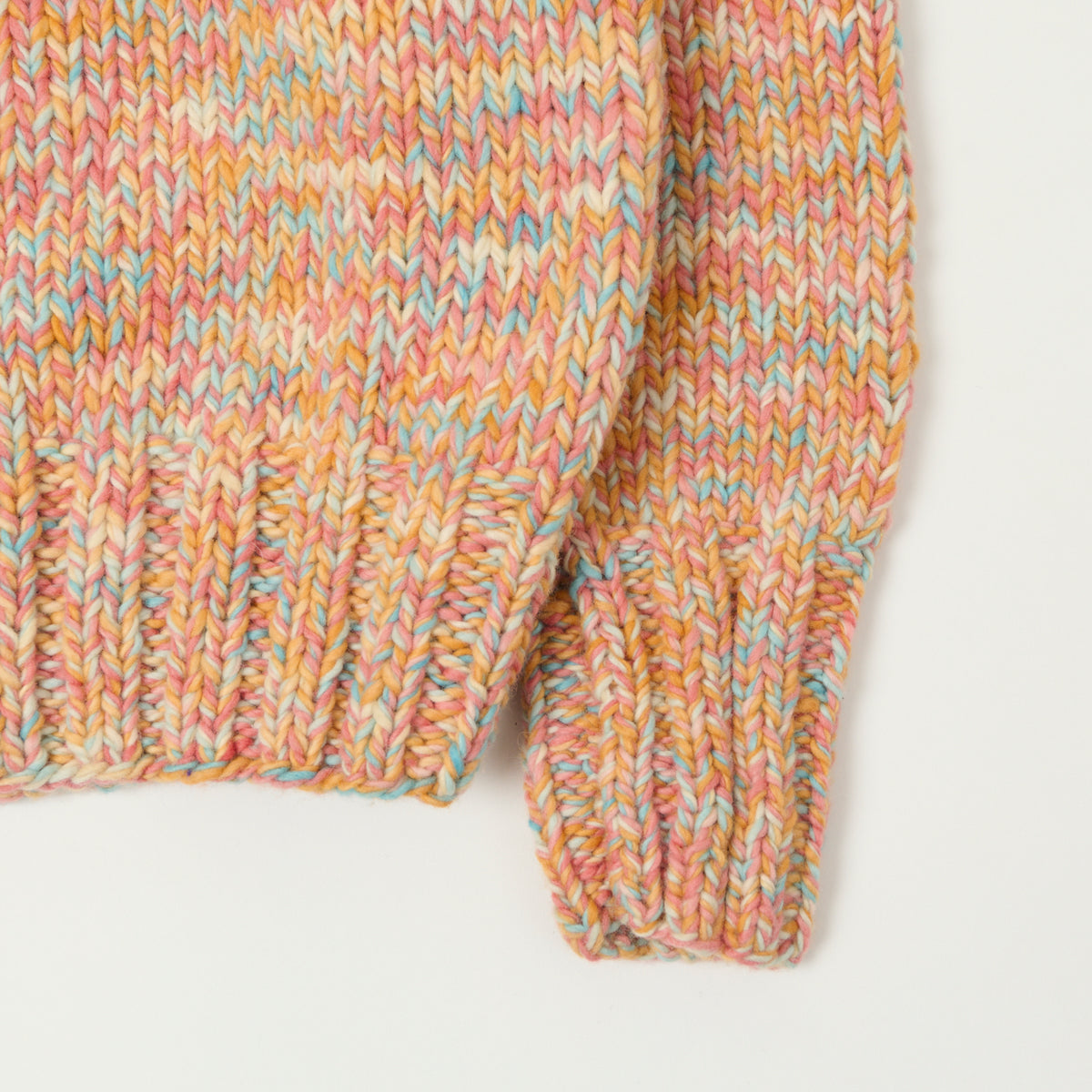 Chamula Merino Wool Heather Knit Jumper - Peach/Turquoise