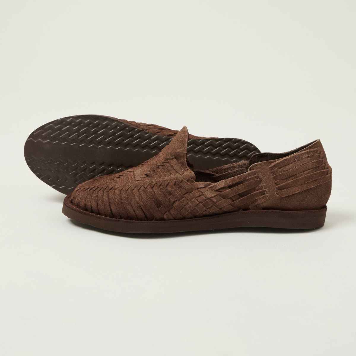 Chamula Cancun Woven Huarache Suede Shoe - Cafe