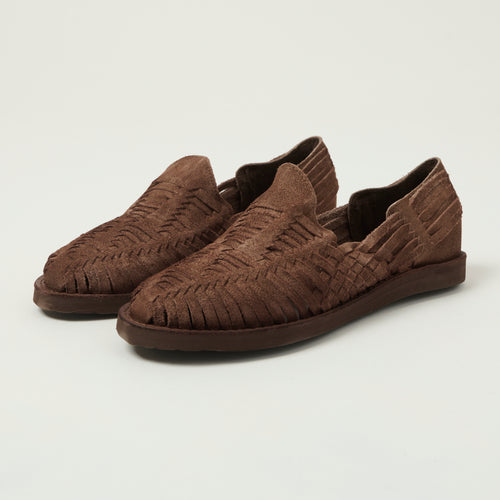 Chamula Cancun Woven Huarache Suede Shoe - Cafe