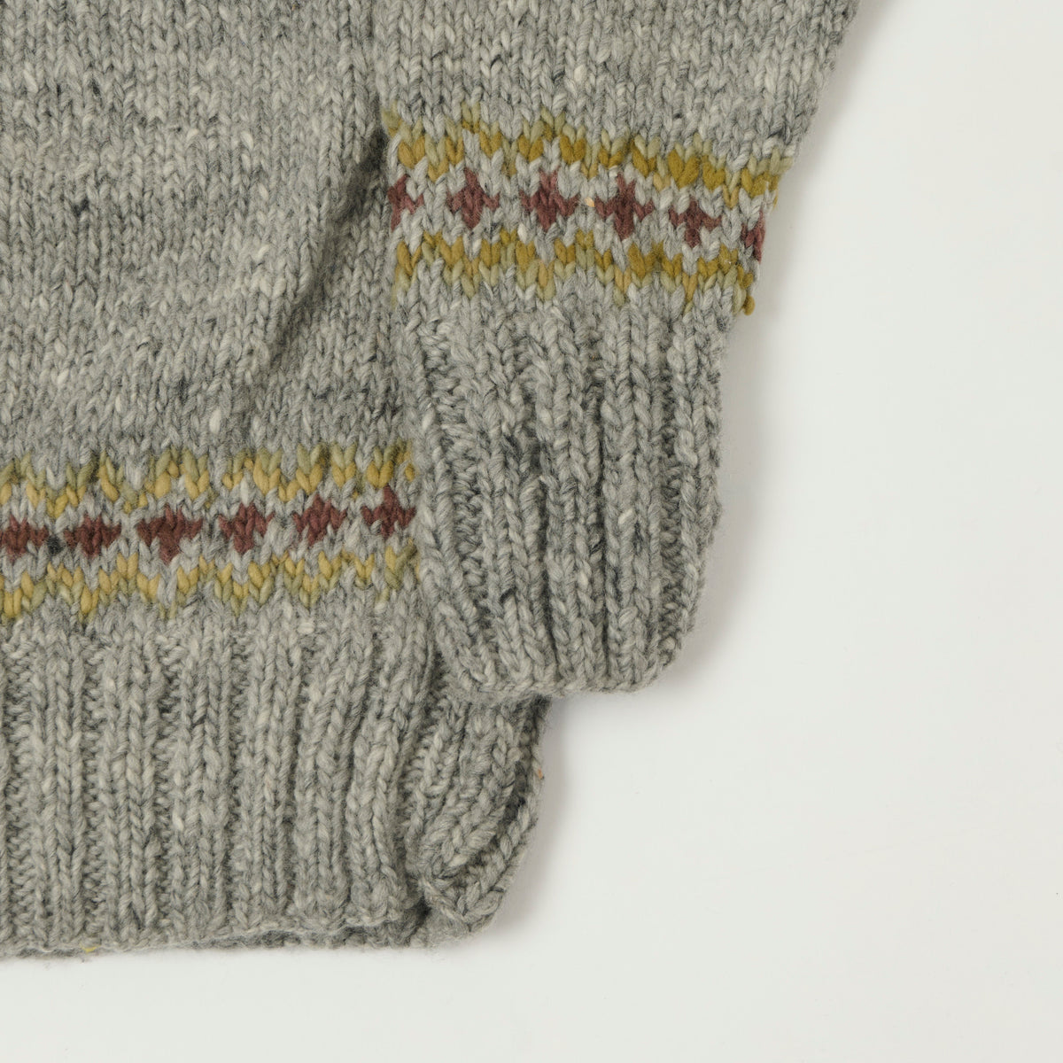 Chamula Merino Wool 'Fair Isle #3' Jumper - Pearl Grey