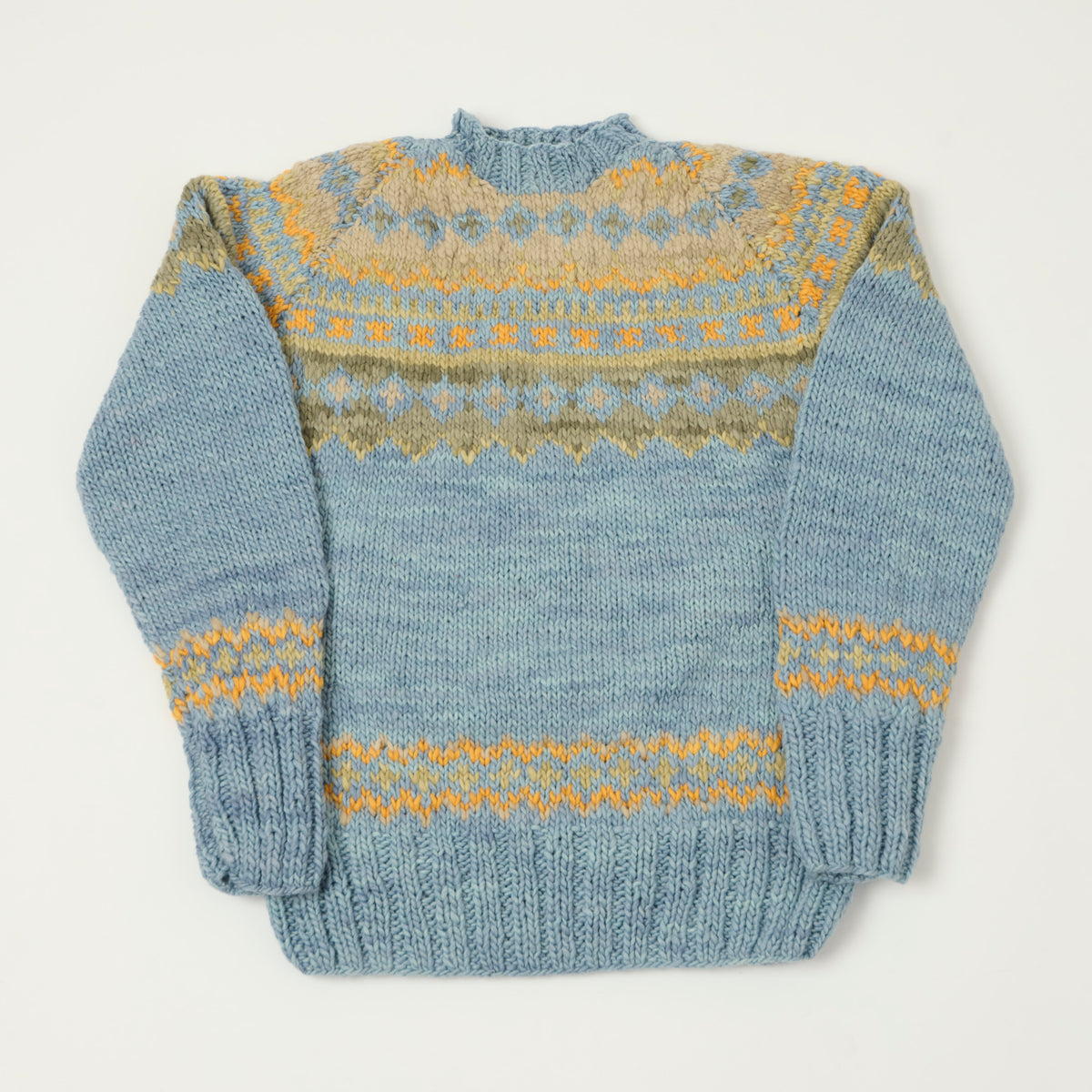 Chamula Merino Wool 'Fair Isle #3' Jumper - Light Indigo