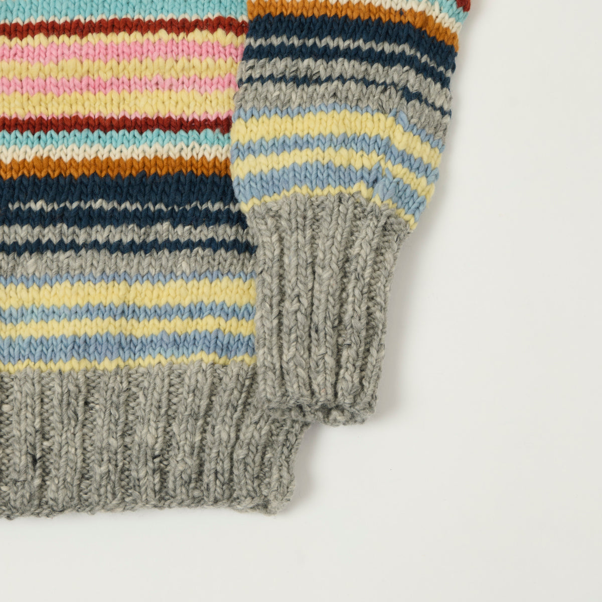 Chamula Merino Wool Multi Stripe Jumper - Pearl Grey