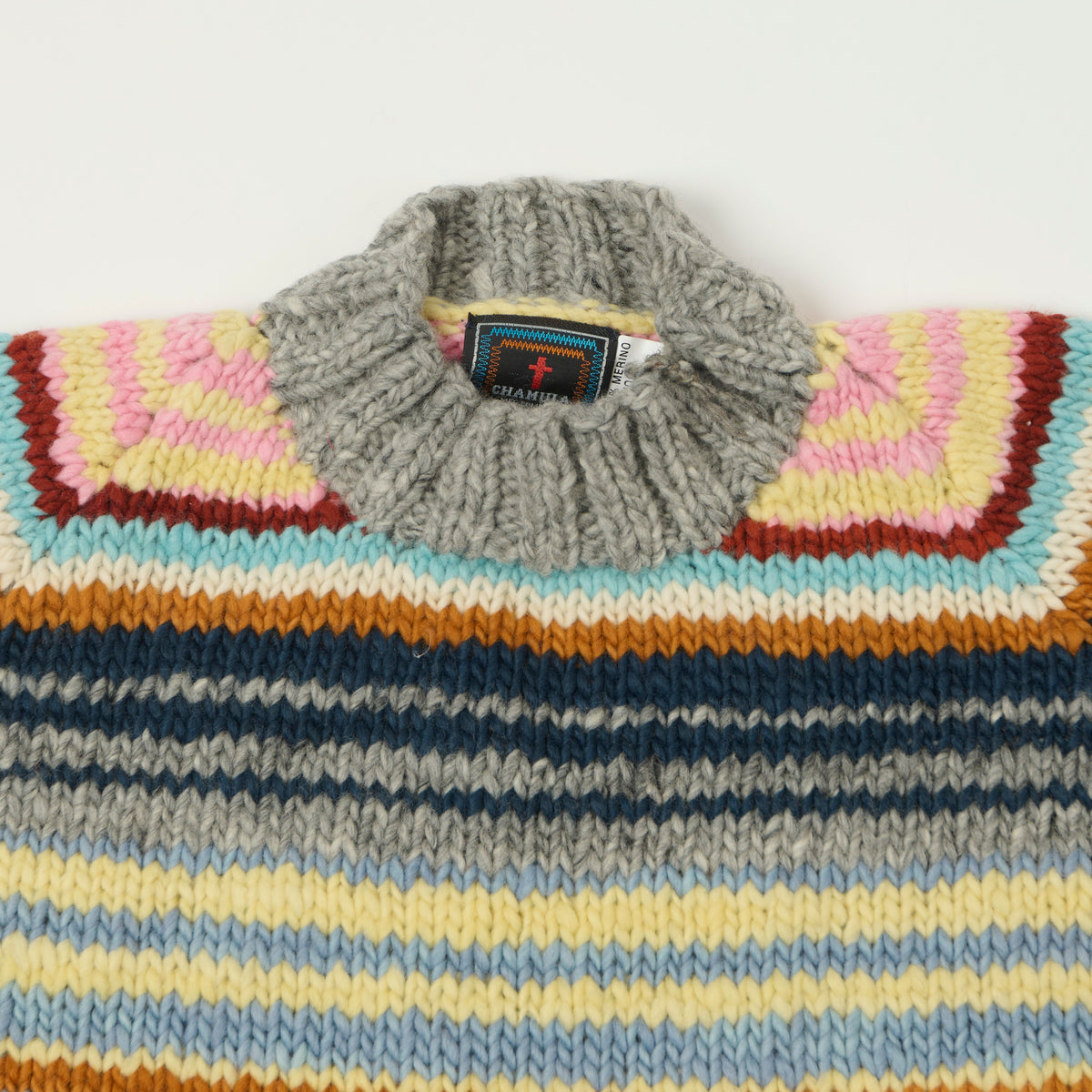 Chamula Merino Wool Multi Stripe Jumper - Pearl Grey