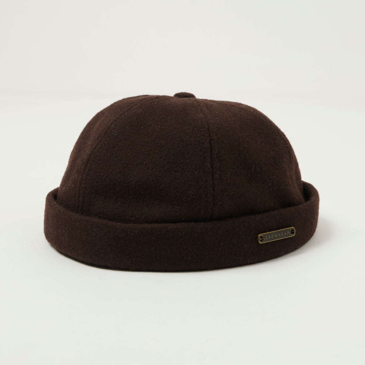 Crown Cap 1-011F Melton Wool Beanie Cap - Brown