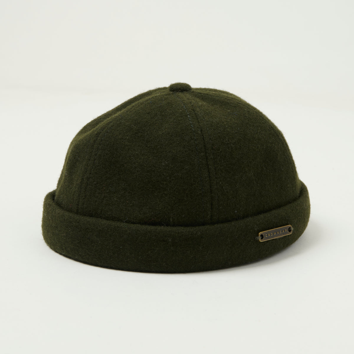 Crown Cap 1-011F Melton Wool Beanie Cap - Loden
